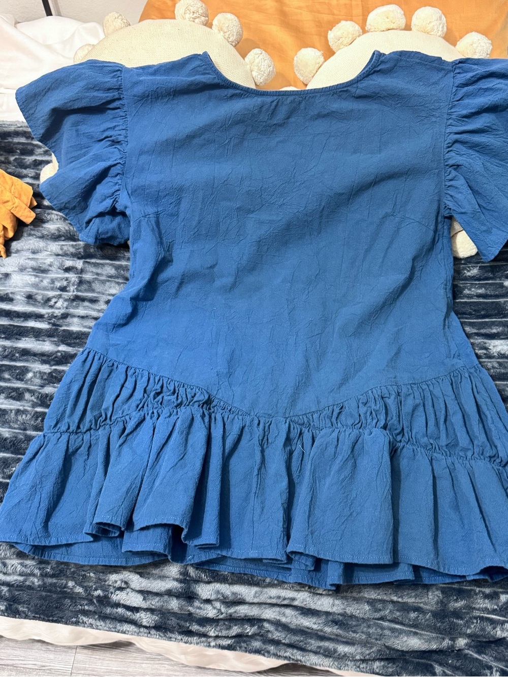 Free People Blue Ruffle-Hem Mini Dress